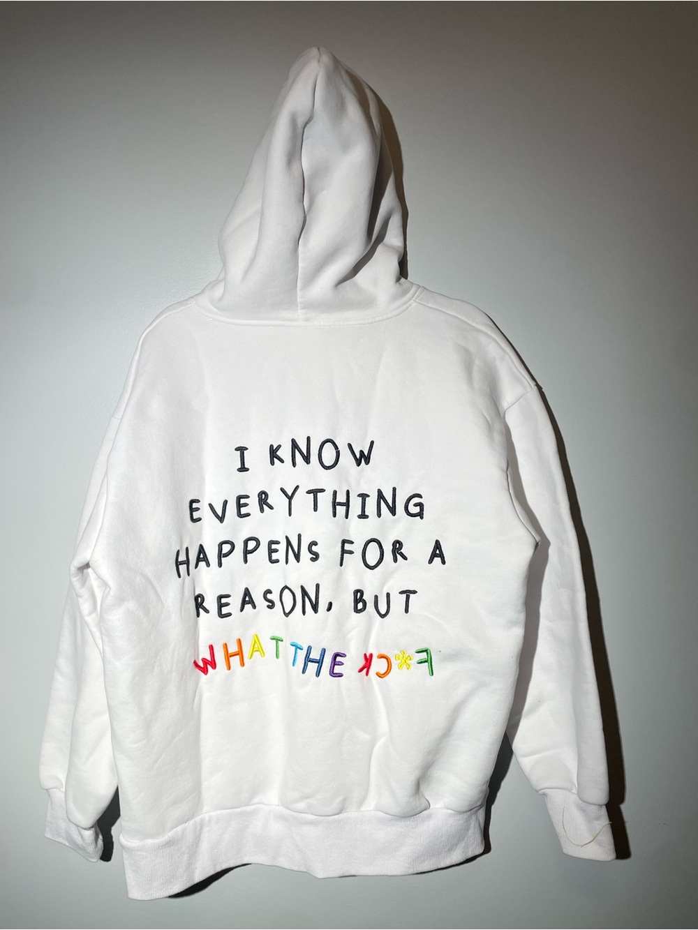 Sarai Jones WTF Quote Graphic Hoodie White Yellow